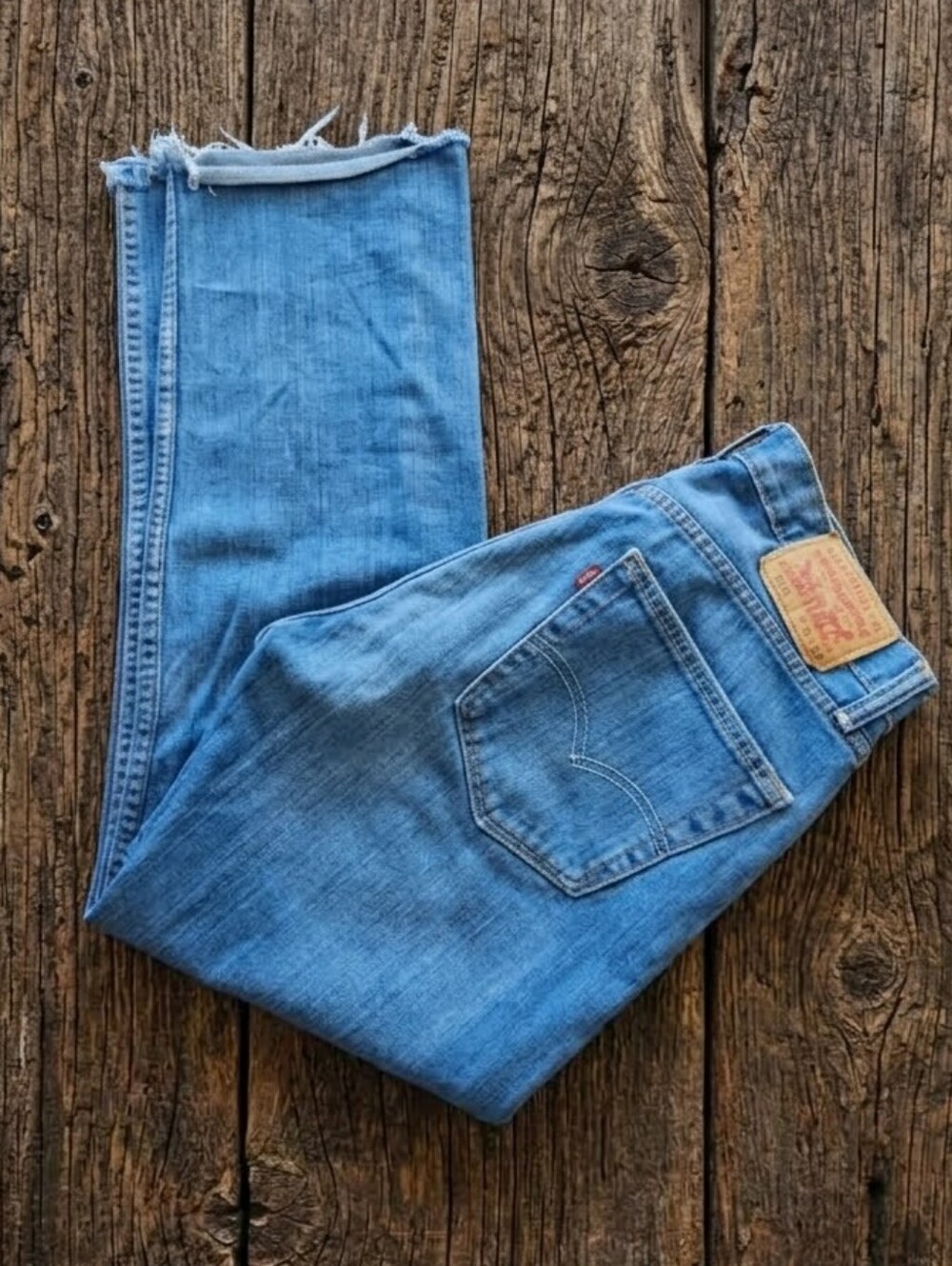 Levi’s 505 Size 32 Altered To 28 Inseam Raw Hem Crop 100% Cotton